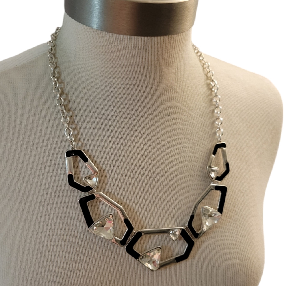 Erica Lyons Black Enamel Crystal Necklace